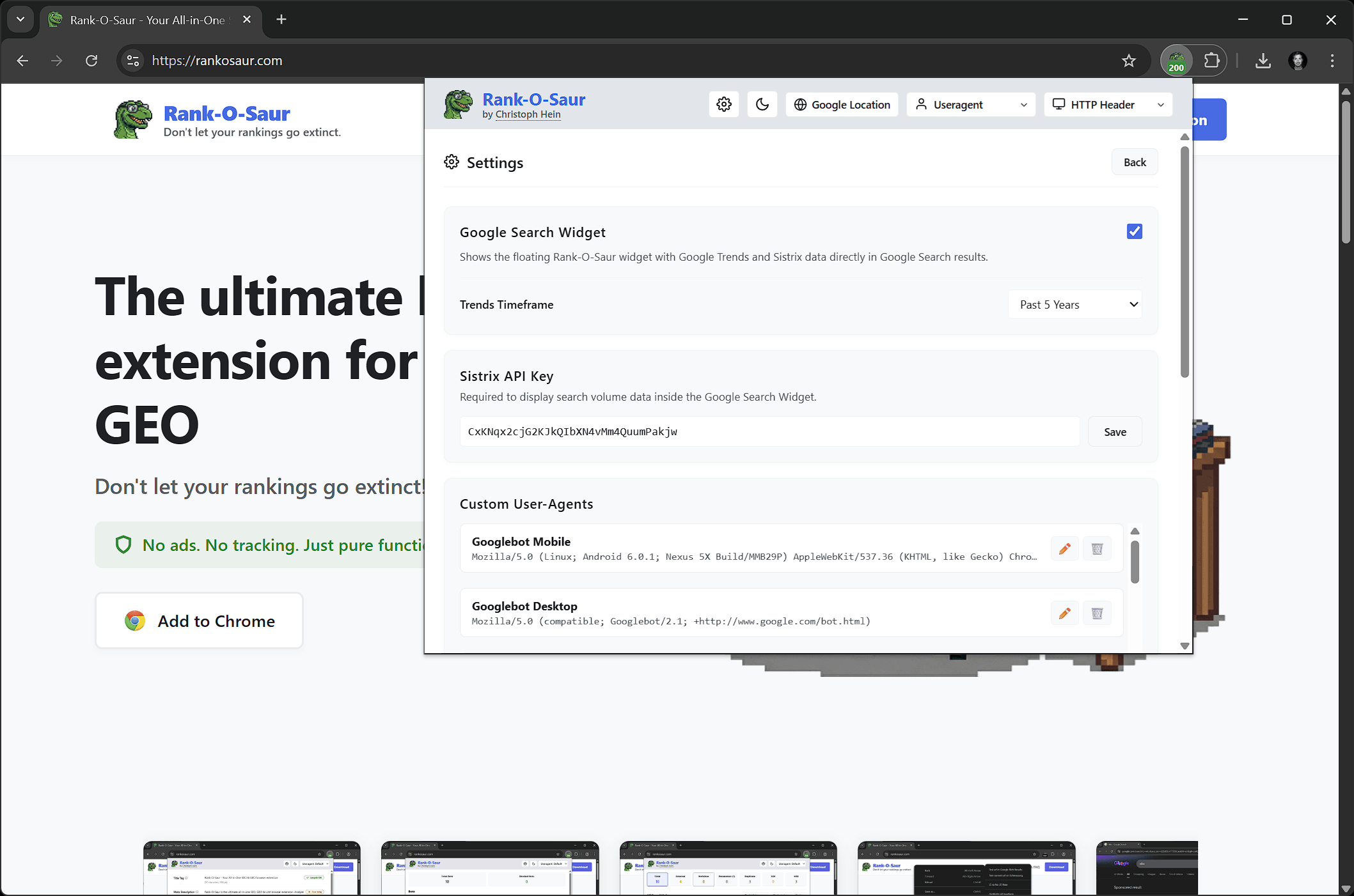Rank-O-Saur Settings