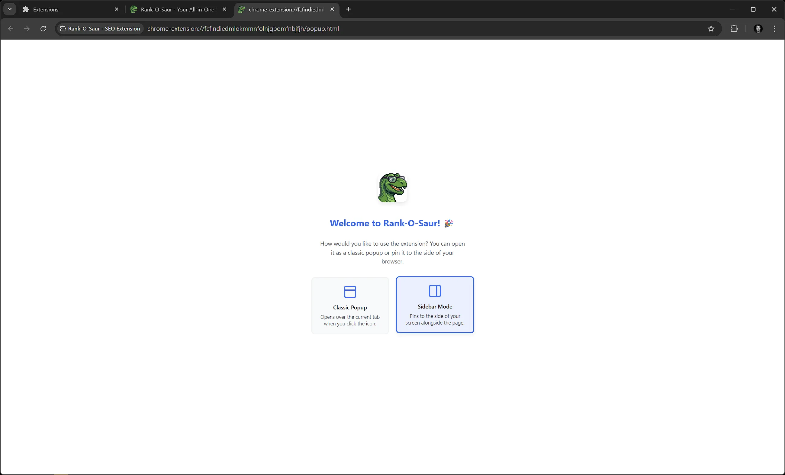 Rank-O-Saur Sidebar-Ansicht 1
