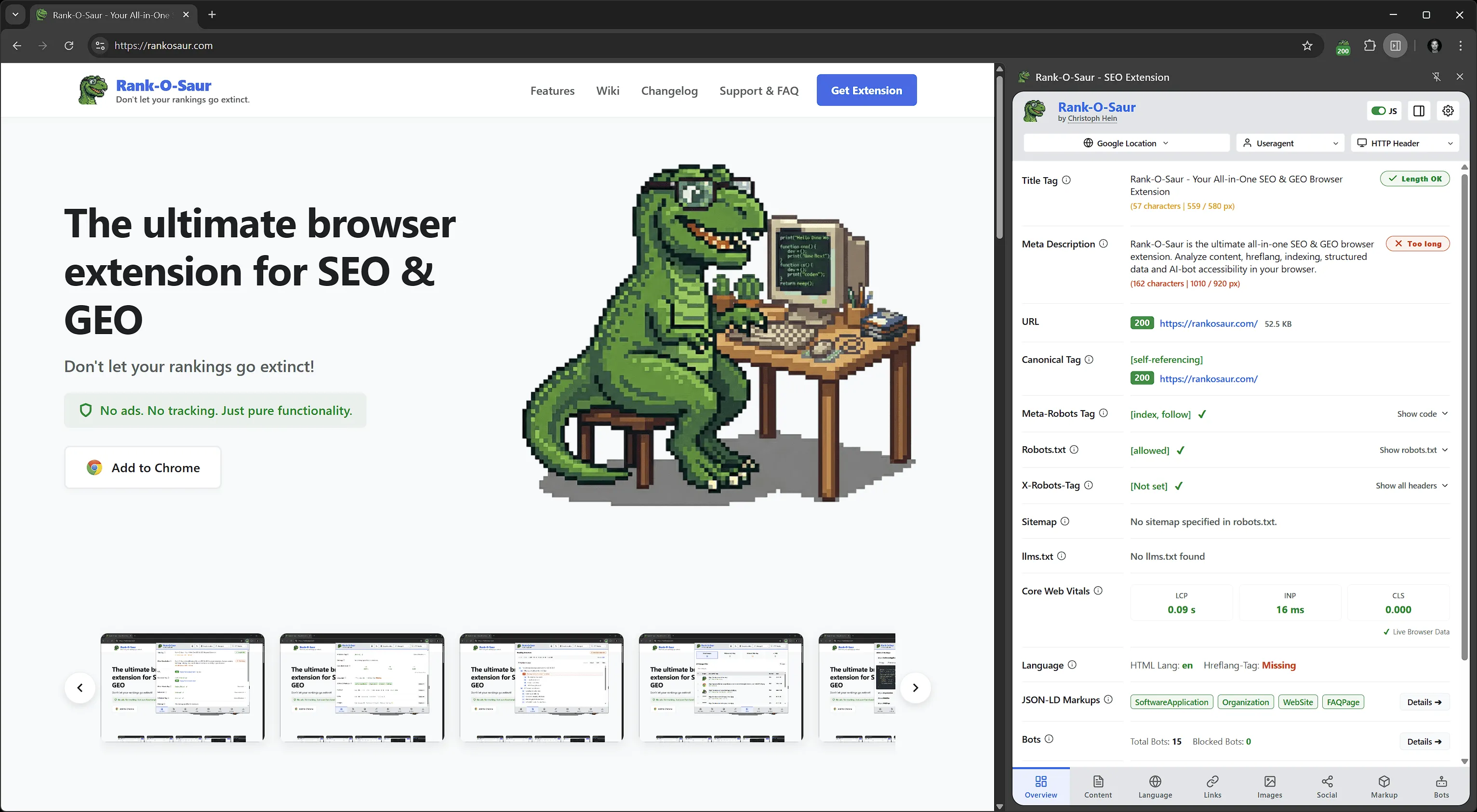 Rank-O-Saur Sidebar-Ansicht 2