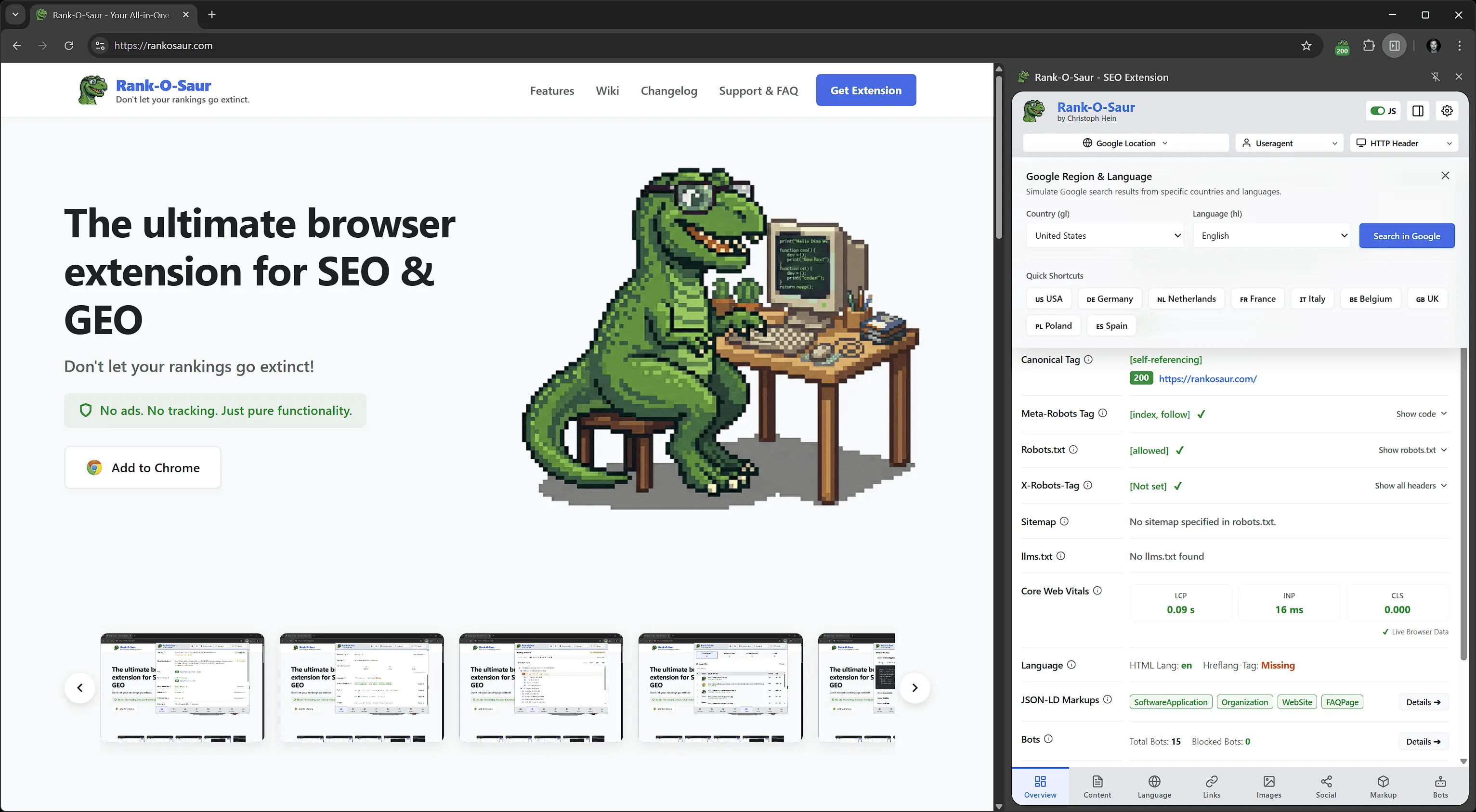 Rank-O-Saur Sidebar-Ansicht 3