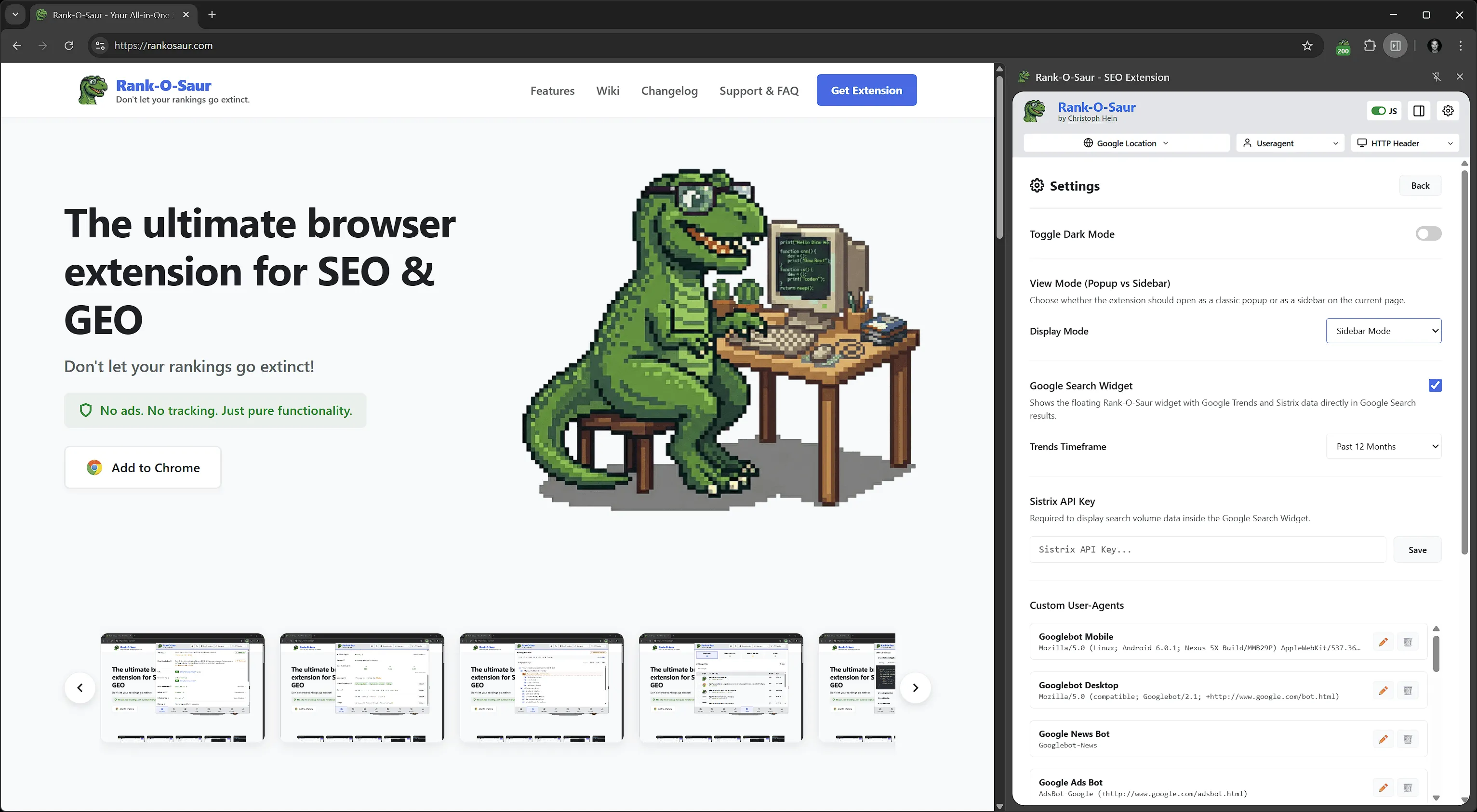 Rank-O-Saur Sidebar-Ansicht 7