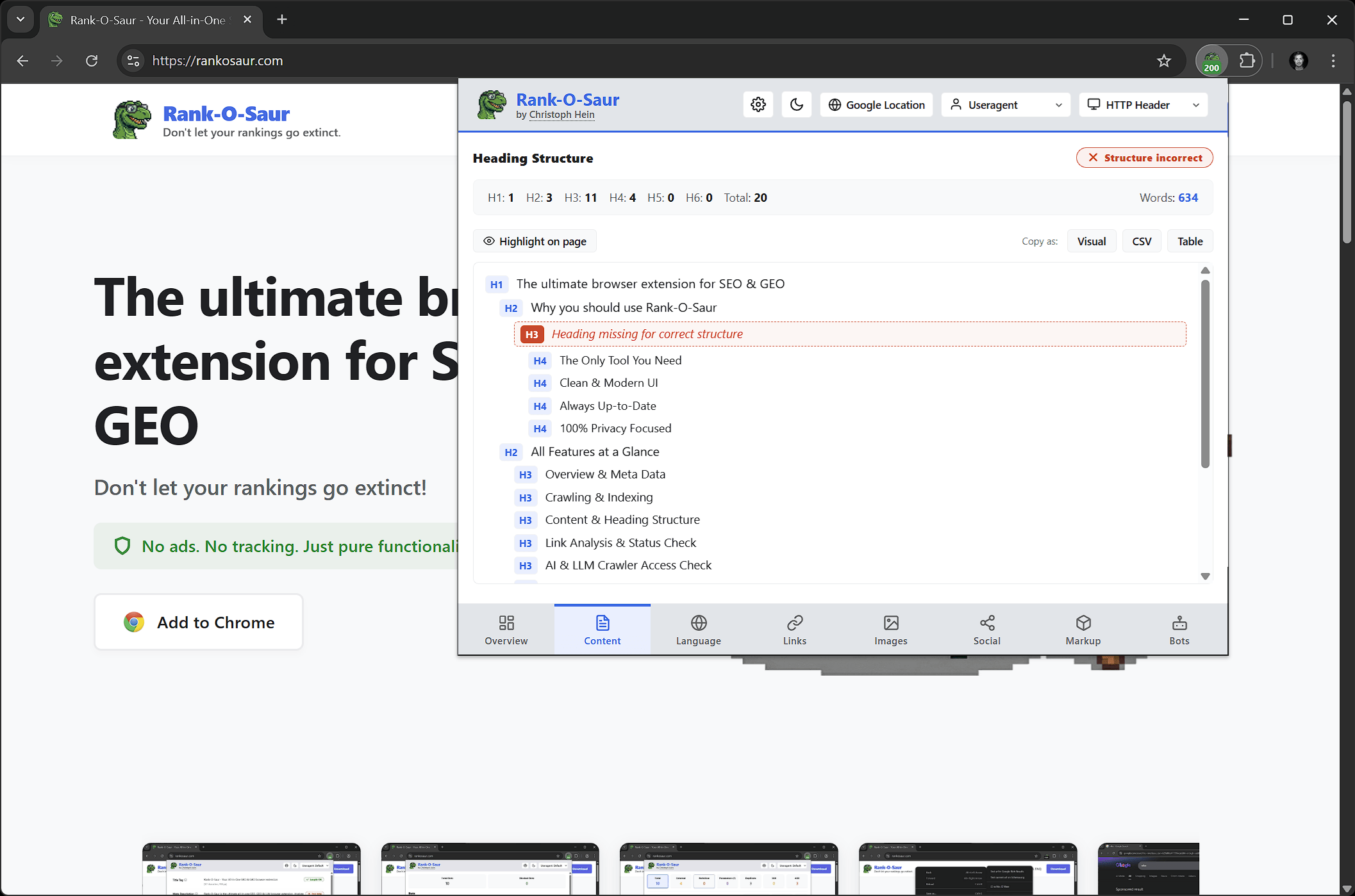 Heading & Content Structure